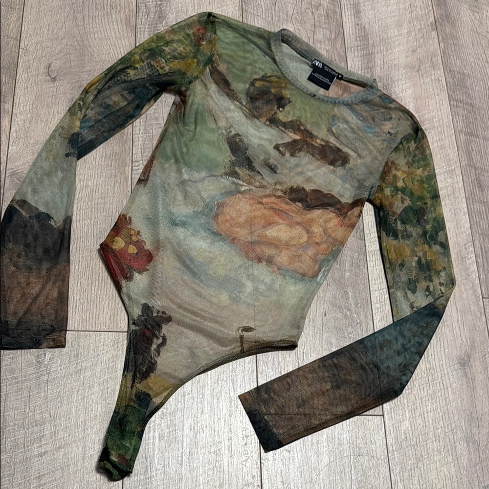 Zara Multicolor Artistic Print Women Bodysuit